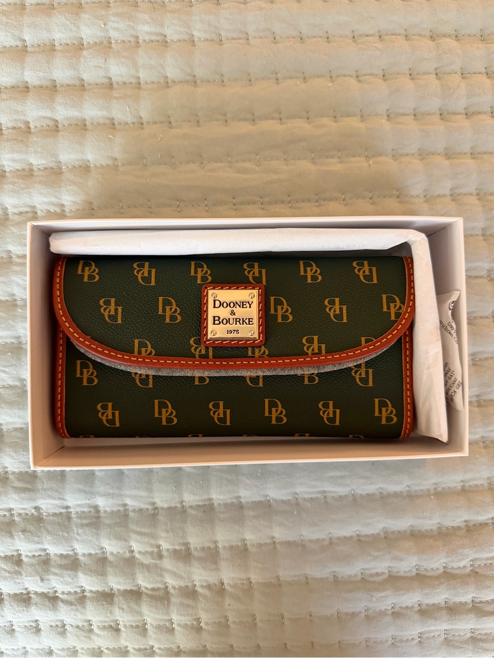 Dooney & Bourke Green and Brown Signature Continental Wallet